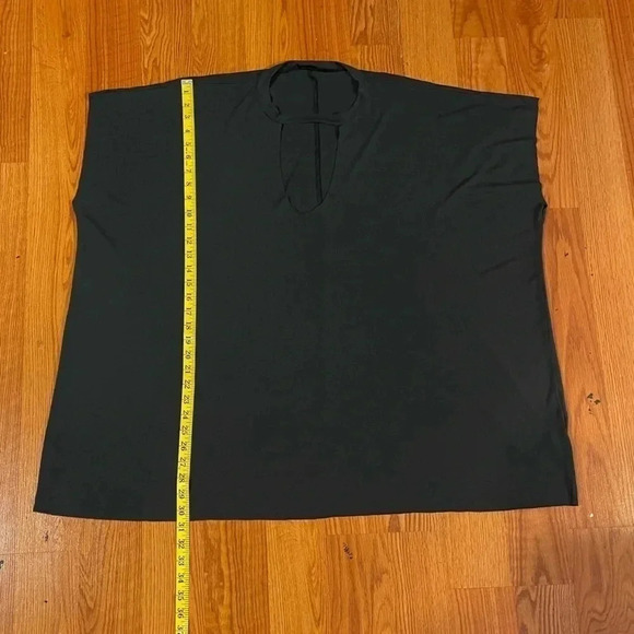Audrey 3+1 Top T-Shirt Choker Collar Short Sleeve Boxy Tunic Sexy Black Gray OS - Picture 9 of 12